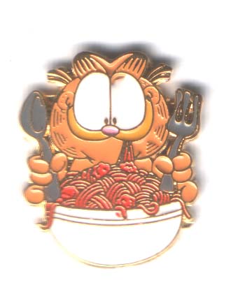 Garfield eating spagetti